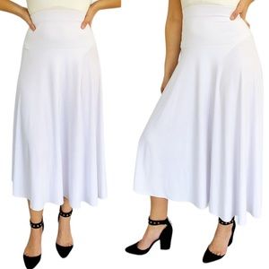 Vintage Valentina white high waist midi circle stretch skirt one size